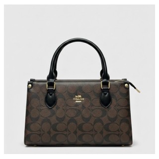 Cartera coach mediana marr?n con negro AAA