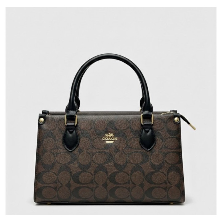 Cartera coach mediana marr?n con negro AAA