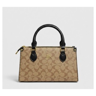 Cartera coach mediana beige con negro AAA