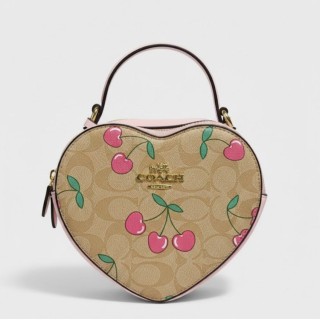 Coach bolso bandolero de coraz?n rosada con cereza rosadas AAA