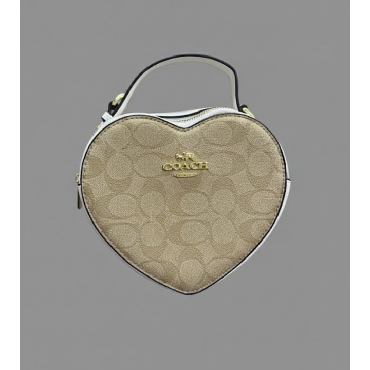 Coach bolso bandolero de coraz?n blanca con beige AAA