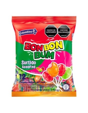 CHUPETA BON BON BUM SURTIDO 12 UNIDADES