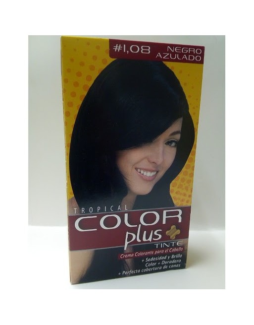 COLOR PLUS KIT NEGRO AZULADO  No. 1.08 TINTE CABELLO
