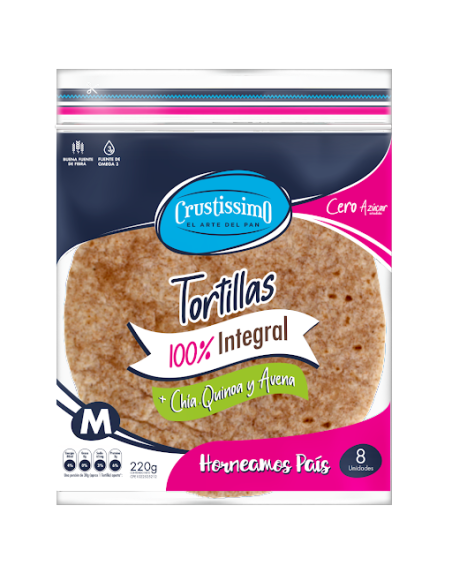 CRUSTISSIMO TORTILLAS INTEGRALES  CHIA QUINOA Y AVENA 220G