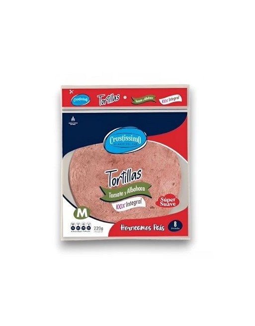 CRUSTISSIMO TORTILLAS INTEGRALES TOMATE Y ALBAHACA 220G