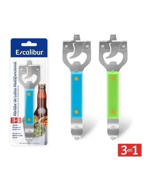 EXCALIBUR ABRIDOR DE LATAS MULTIFUNCIONAL 3 EN 1