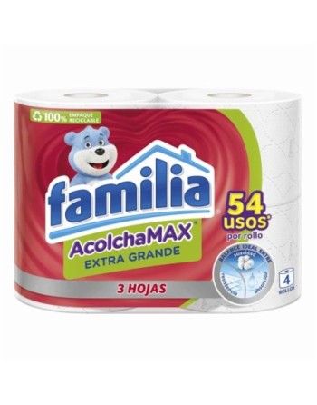 FAMILIA ACOLCHA MAX EXTRA GRANDE 3 HOJAS X4 ROLLOS