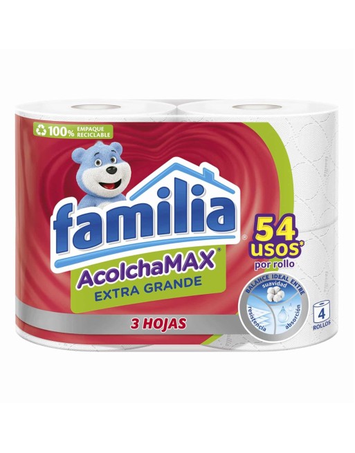 FAMILIA ACOLCHA MAX EXTRA GRANDE 3 HOJAS X4 ROLLOS
