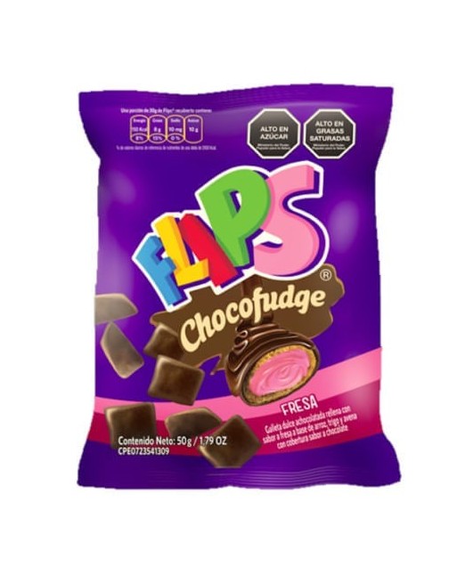 FLIPS CHOCO FUDGE FRESA 50G