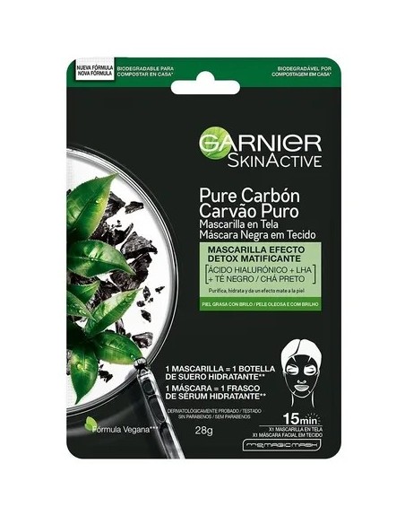 GARNIER SKINACTIVE MASCARILLA TELA PURE DE CARBON EFECTO MATIFICANTE  28G