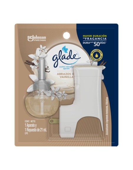 GLADE ACEITES NATURALES ABRAZOS DE VAONOLLA APARATO Y REPUESTO 21ML