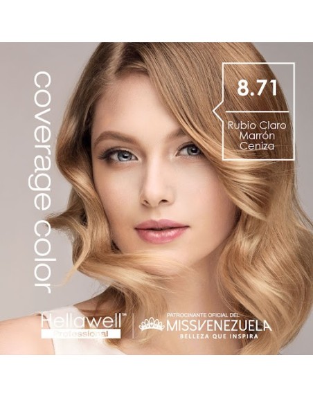 HELLAWELL COVERAGE COLOR  TINTE 60G RUBIO CLARO MARRON CENIZA 8.71