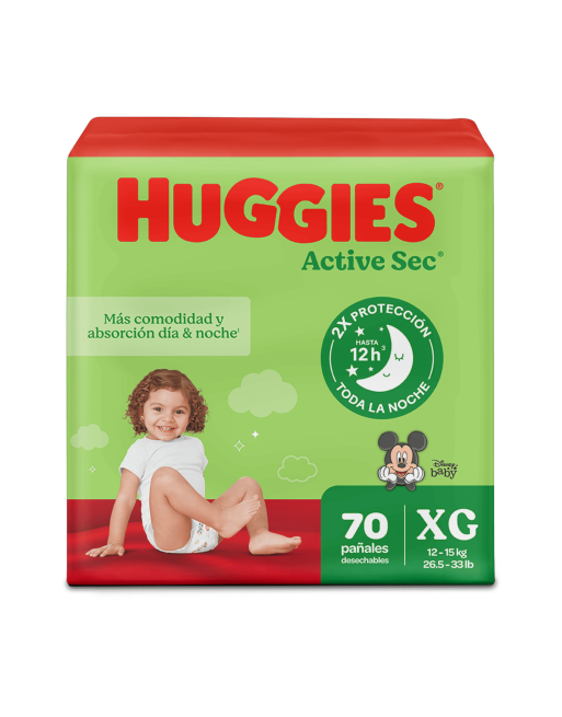 HUGGIES PAÑALES XG ACTIVE SEC X20UND
