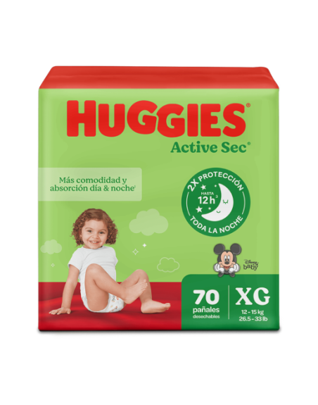 HUGGIES PAÑALES XG ACTIVE SEC X20UND
