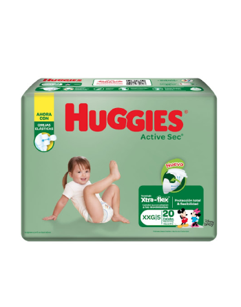 HUGGIES PAÑALES XXG ACTIVE SEC X30UND