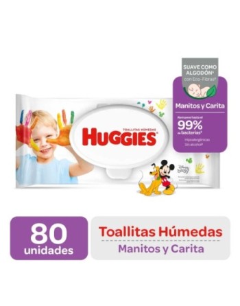 HUGGIES TOALLITAS HUMEDAS MANITOS Y CARITA  X80UNID
