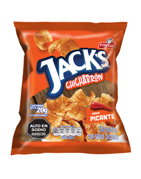 JACKS CHICHARRON PICANTE 20G