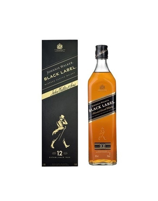 JOHNNIE WALKER BLACK LABEL BLENDED SOTCH WHISKY 0.75LT