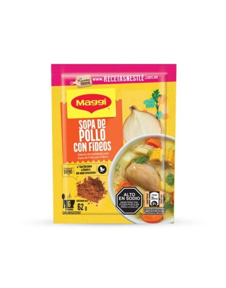 MAGGI SOPA DE POLLO CON FIDEOS CASERA  62G