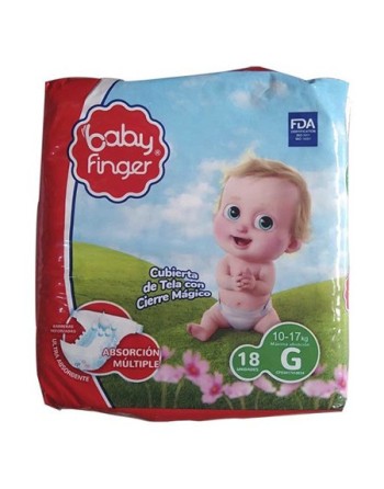 BABY FINGER PAÑALES TALLA G X 18 PAÑALES