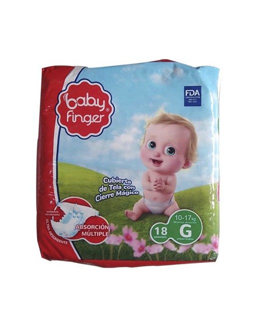 BABY FINGER PAÑALES TALLA G X 18 PAÑALES