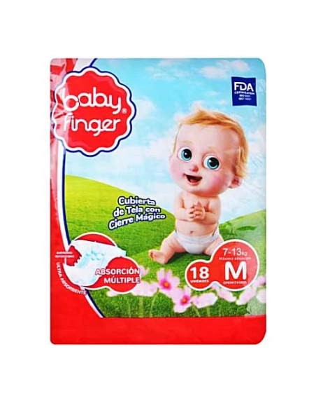 BABY FINGER PAÑALES TALLA M X18 PAÑELES