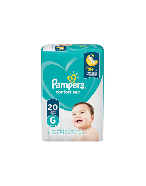 PAMPERS CONFORT SEC TALLA G X 20UND