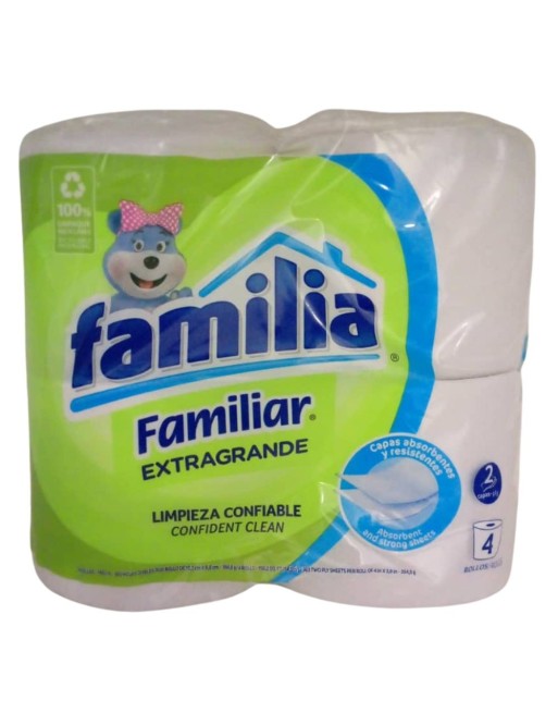 PAPEL HIGIENICO FAMILIAR EXTRAGRANDE 4 ROLLOS