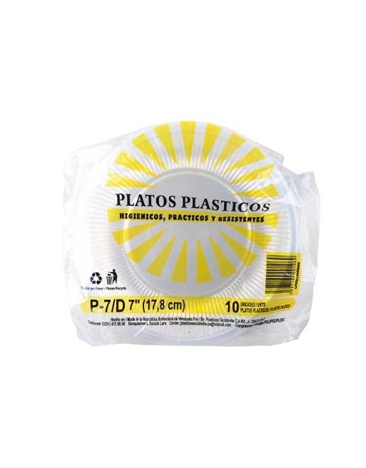 PLATO PLASTICO NUM 7 10UND