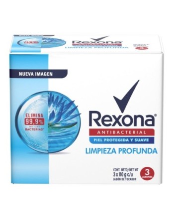 REXONA ANTIBACTERIAL LIMPIEZA PROFUNDA JABON DE TOCADOR X3UND