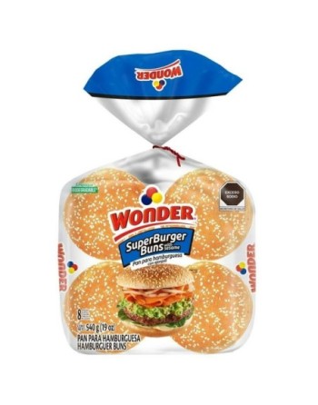 SUPER PAN DE HAMBURGUESA CON AJONJOLI 8 UNIDADES