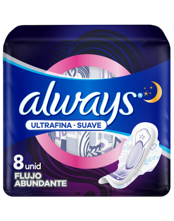 ALWAYS TOALLAS SANITARIAS FLUJO ABUNDAN TE  ULTRAFINA X8UND 43G