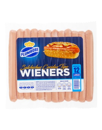 PLUMROSE SALCHICHAS COCIDAS TIPO WIENERS X 12 LARGAS 360G